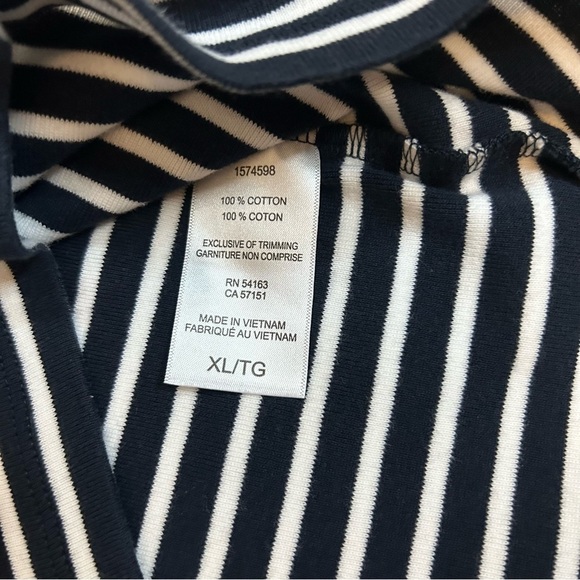 Tommy Hilfiger | 100% Cotton Boat Neck Striped Blue & White Shirt Size XL - Picture 10 of 11